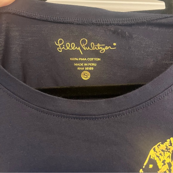 Lilly Pulitzer - Preston Short Tie-Sleeve Dress - Navy Gold Fish Print - Size S - Picture 4 of 7